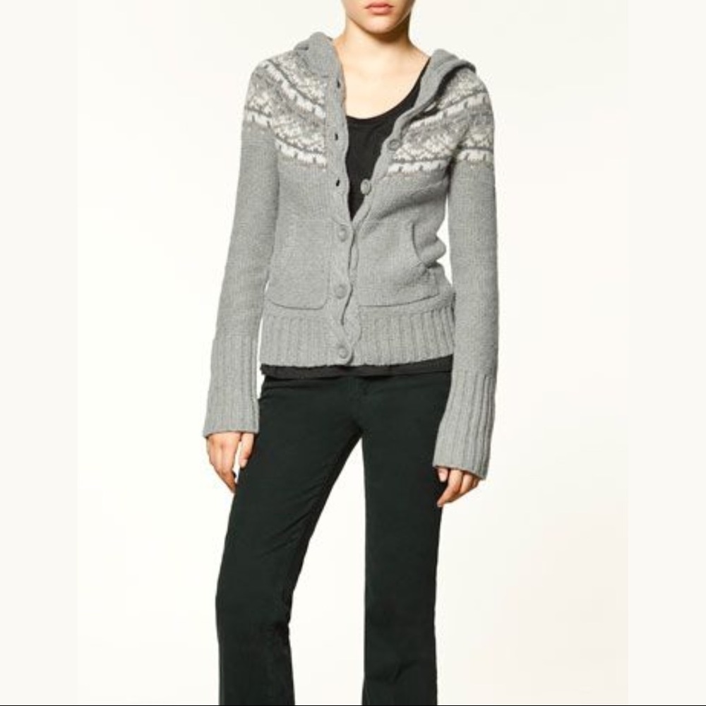 ISO Zara knit fair isle button down cardigan